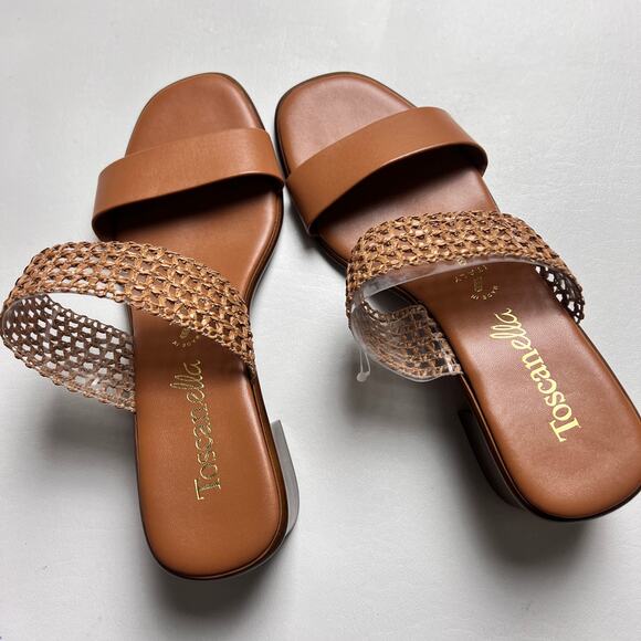 TOSCANELLA Women's Tan Made In Italy Gaucho Raffia Heeled Sandals  Sz 9 - Picture 3 of 11